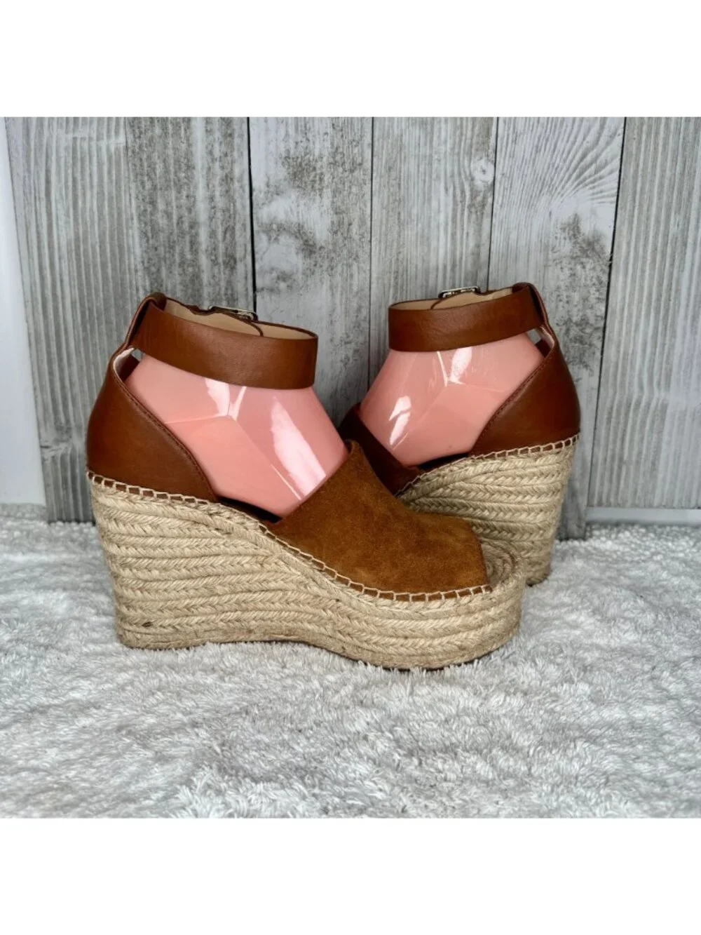 Marc Fisher Suede Platform Espadrille Sandals Size 7.5 M